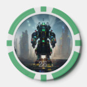 Robot 4 grüner 25-Streifen-Poker-Chip Pokerchips (Vorderseite)
