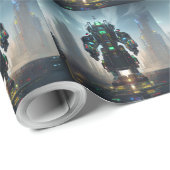 Robot-4-Mattpapier Geschenkpapier (Rolleneckpunkt)