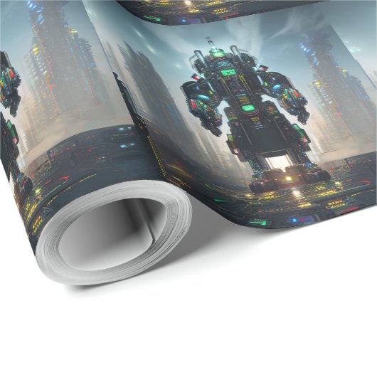 Robot-4-Mattpapier Geschenkpapier (Rolleneckpunkt)