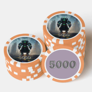 Robot 4 orange 5000 gestreifter Poker-Chip Pokerchips