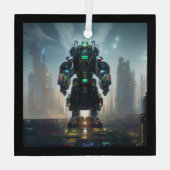 Robot-4-quadratische Glasverzierung Ornament Aus Glas (Rückseite)