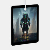 Robot-4-Quadratzer Ornament Aus Metall (Vorderseite Rechts)