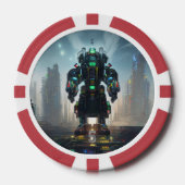 Robot-4-Rot-5-Streifen-Poker-Chip Pokerchips (Vorderseite)