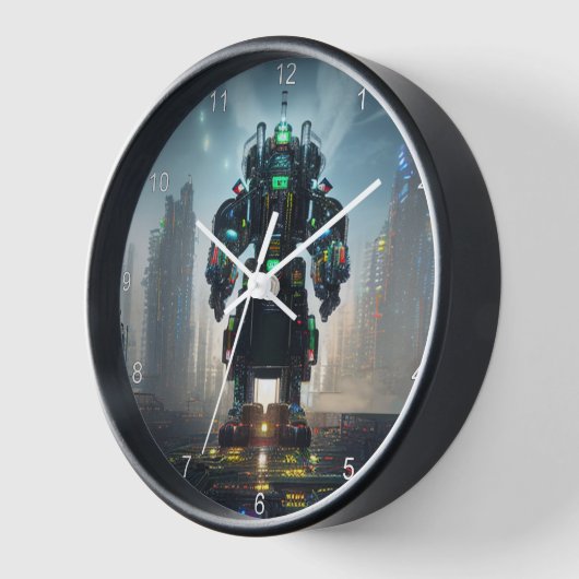 Robot 4 schwarze Wanduhr mit Zahlen (Winkel)