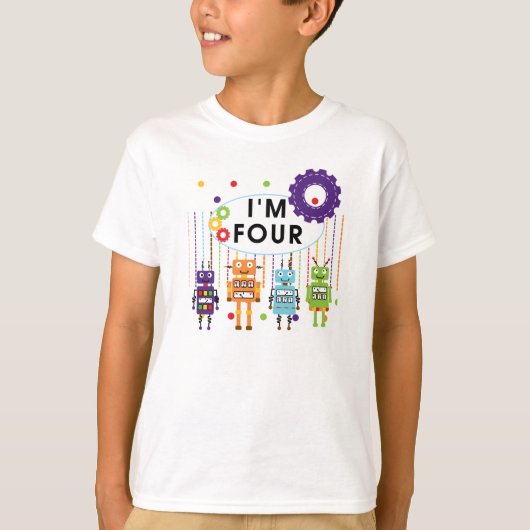 Robot 4th Birthday Tshirts und Geschenke (Vorderseite)