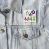 Robot 4th Birthday Tshirts und Geschenke Button (Beispiel)