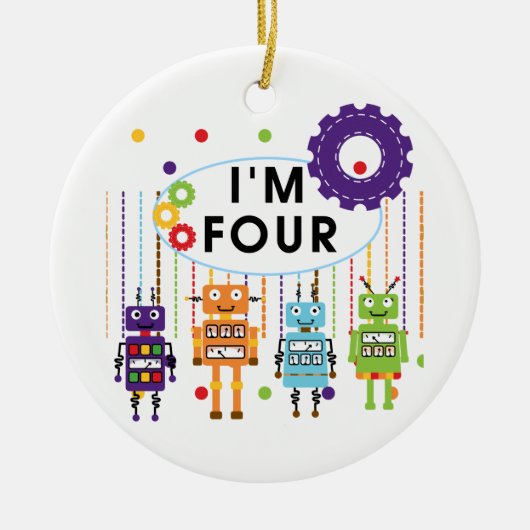 Robot 4th Birthday Tshirts und Geschenke Keramik Ornament (Vorne)
