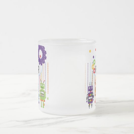 Robot 4th Birthday Tshirts und Geschenke Mattglastasse (Mittel)