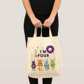 Robot 4th Birthday Tshirts und Geschenke Tragetasche (Vorderseite (Produkt))