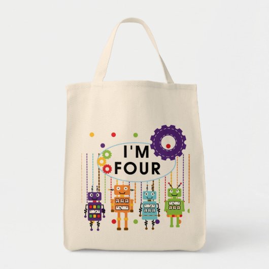 Robot 4th Birthday Tshirts und Geschenke Tragetasche (Vorne)