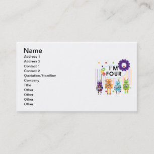 Robot 4th Birthday Tshirts und Geschenke Visitenkarte