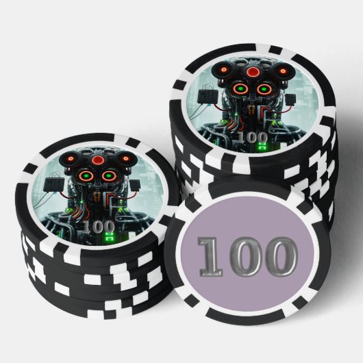 Robot 5 Black 100 Striped Poker Chip (Stapel)
