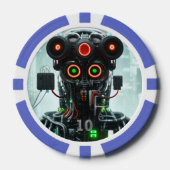 Robot 5 blauer 10-Streifen-Poker-Chip Pokerchips (Vorderseite)