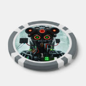 Robot 5 grau 1 gestreifter Poker-Chip Pokerchips (Einzeln)
