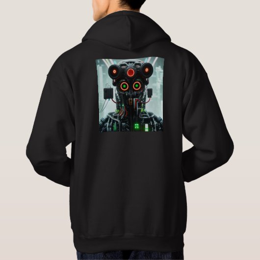Robot 5 men Schwarz-Schnürhemd Rücken Hoodie (Rückseite)