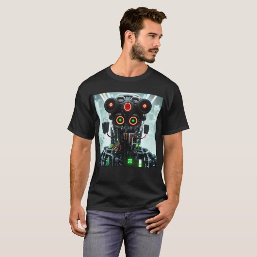 Robot 5 men Schwarzer T - Shirt (Vorne ganz)