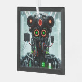 Robot-5-Quadratzer Ornament Aus Glas (Vorderseite links)