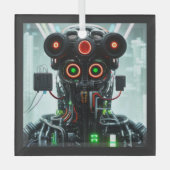 Robot-5-Quadratzer Ornament Aus Glas (Vorderseite)