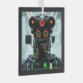 Robot-5-Quadratzer Ornament Aus Glas (Vorderseite Rechts)