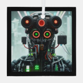 Robot-5-Quadratzer Ornament Aus Glas (Rückseite)