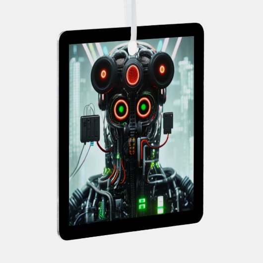 Robot-5-Quadratzer Ornament Aus Metall (Vorderseite Rechts)