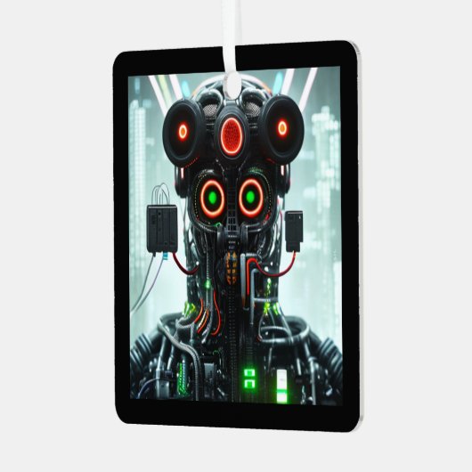 Robot-5-Quadratzer Ornament Aus Metall (Vorderseite links)