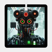 Robot-5-Quadratzer Ornament Aus Metall (Rückseite)