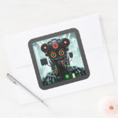 Robot-5-Quadratzer Quadratischer Aufkleber (Umschlag)