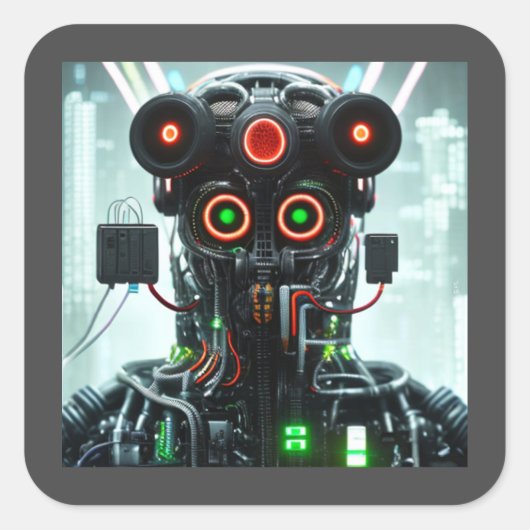 Robot-5-Quadratzer Quadratischer Aufkleber (Vorderseite)