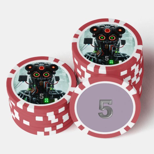 Robot 5 rote 5 Streifen Poker Chip (Stapel)