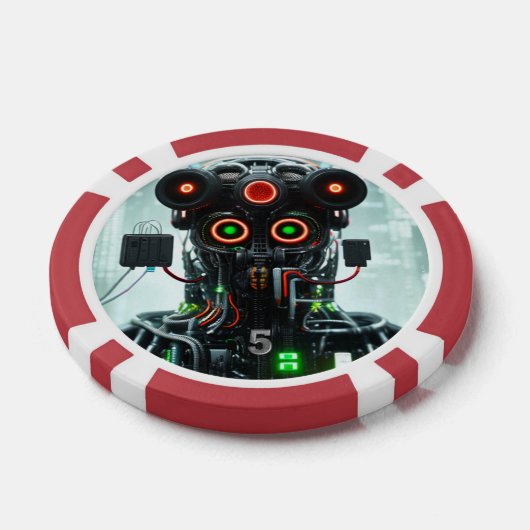 Robot 5 rote 5 Streifen Poker Chip (Einzeln)