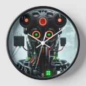 Robot 5, schwarze Wanduhr mit Zahlen (Vorderseite)