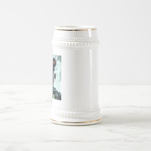 Robot 5-Weißstein-Goldtrimmung Bierglas (Mittel)