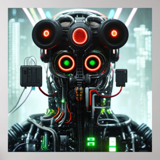 Robot-5-Wert-Mattposter Poster (Vorne)