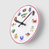 Robot ABC Clock von Jerry Hunt Runde Wanduhr (Winkel)