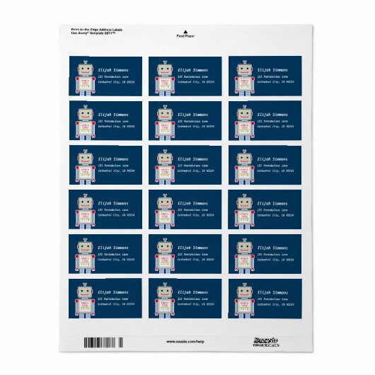 Robot Address Labels Adressaufkleber (Vorne)