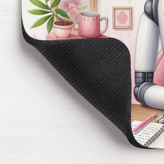 Robot AI Assistentin Grace Girly Tech Mousepad (Ecke)