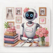 Robot AI Assistentin Grace Girly Tech Mousepad (Vorne)