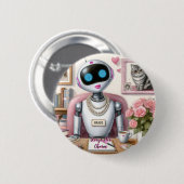 Robot AI Stoyteller Charm Lieben Rosa Lipstick Button (Vorne & Hinten)