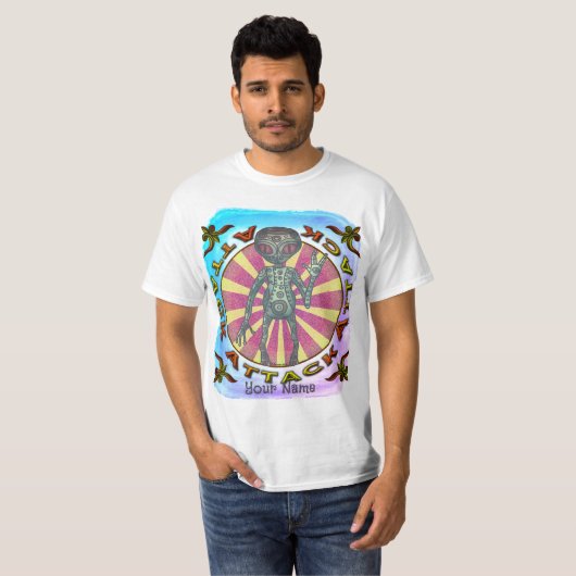 Robot Alien Attack T - Shirt (Vorne ganz)