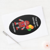 Robot and Balloons Book Label Plate Ovaler Aufkleber (Umschlag)