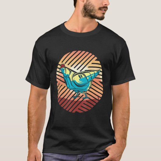Robot Animal Geometric Chicken T-Shirt (Vorderseite)