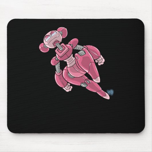 Robot Anime Mädchen Rosa Aufkleber Mousepad (Vorne)