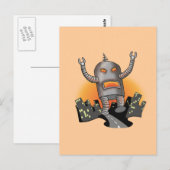Robot Attack Postcard Postkarte (Vorne/Hinten)
