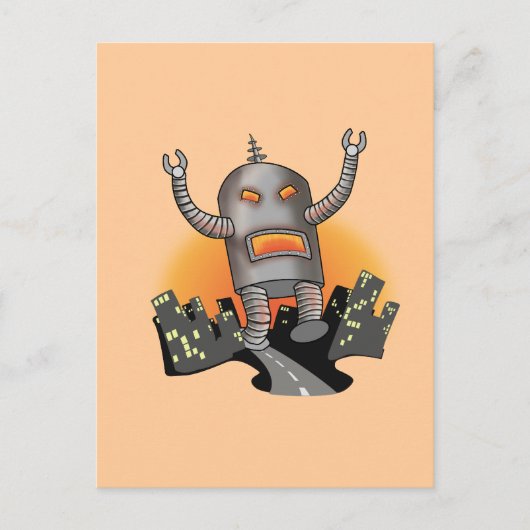 Robot Attack Postcard Postkarte (Vorderseite)