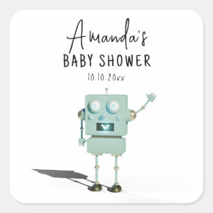 Robot-Baby-Party Quadratischer Aufkleber