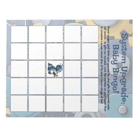 Robot Baby Shower Bingo Game Notizblock (Vorderseite)