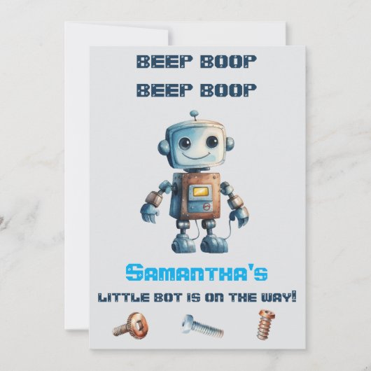 Robot Baby Shower Einladung (Vorderseite)