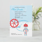 Robot Baby Shower Einladungen| Junge Einladung (Stehend Vorderseite)