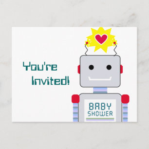 Robot Baby Shower Postcard Einladungen